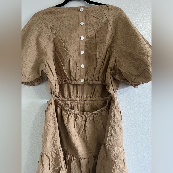 Madewell Seersucker Puff-Sleeve Cutout Mini Dress size XL - Picture 8 of 11